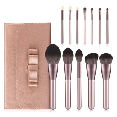 Accessori cosmetici per set di pennelli per trucco 12PCS per capelli sintetici OEM con borsa in PU